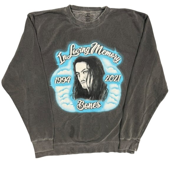 Team Sesh Bones "In Loving Memory" Graphic Crewneck Sweatshirt Merch Grey Large - Picture 1 of 8